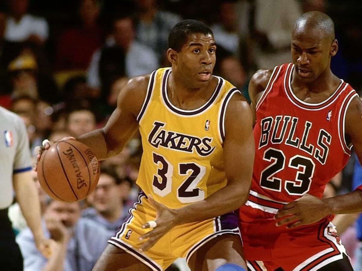 The rivalry between Michael Jordan and Magic Johnson
